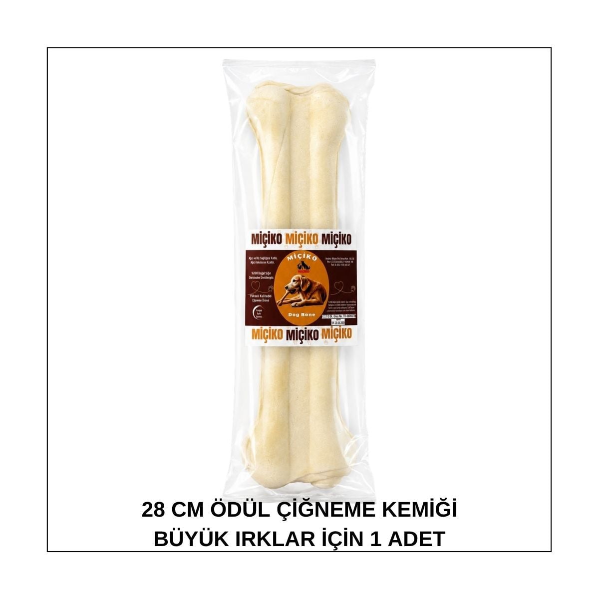 28 Cm Büyük Irklar İçin Beyaz Press Çiğneme Kemiği 1 Adet