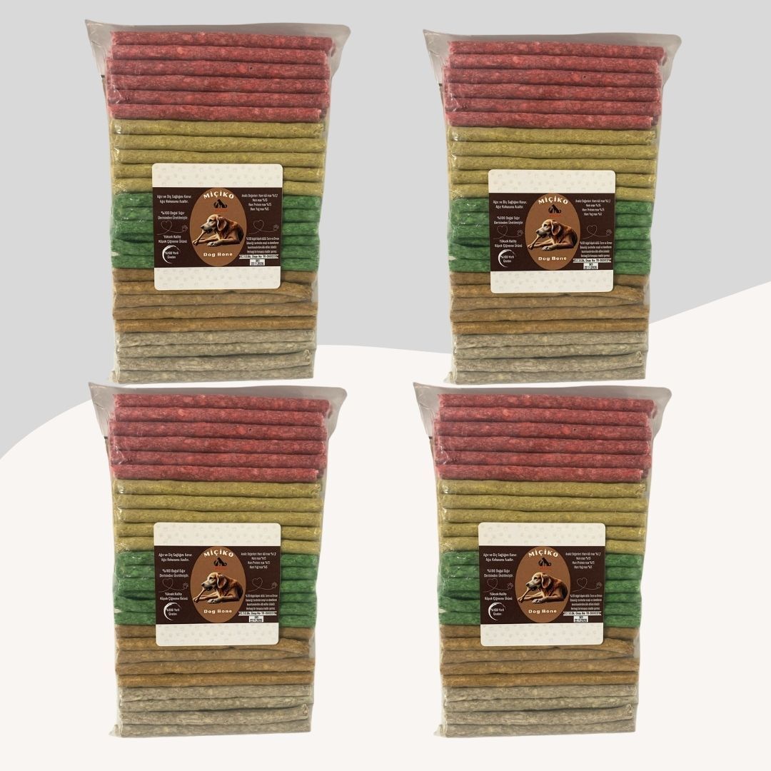 Premium 5 Renkli Munchy Çubuk 7-8Gr 100lü Köpek Ödülü 4 Paket