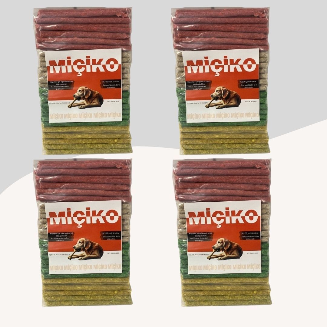 Köpekler İçin 100lü Renkli Munchy Diş Sağlığı Ödül Çubuğu 4 Paket (400 Adet)