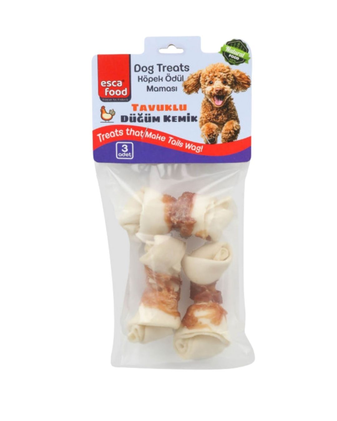 Tavuklu Mini Düğüm Kemik Köpek Ödülü 3Lü