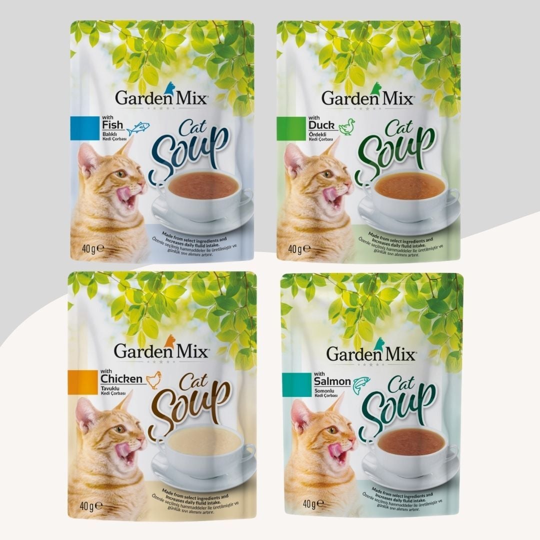 4 Farklı Aromalı Kedi Çorbası 4x40Gr (Tavuk-Somon-Ördek-Balık)
