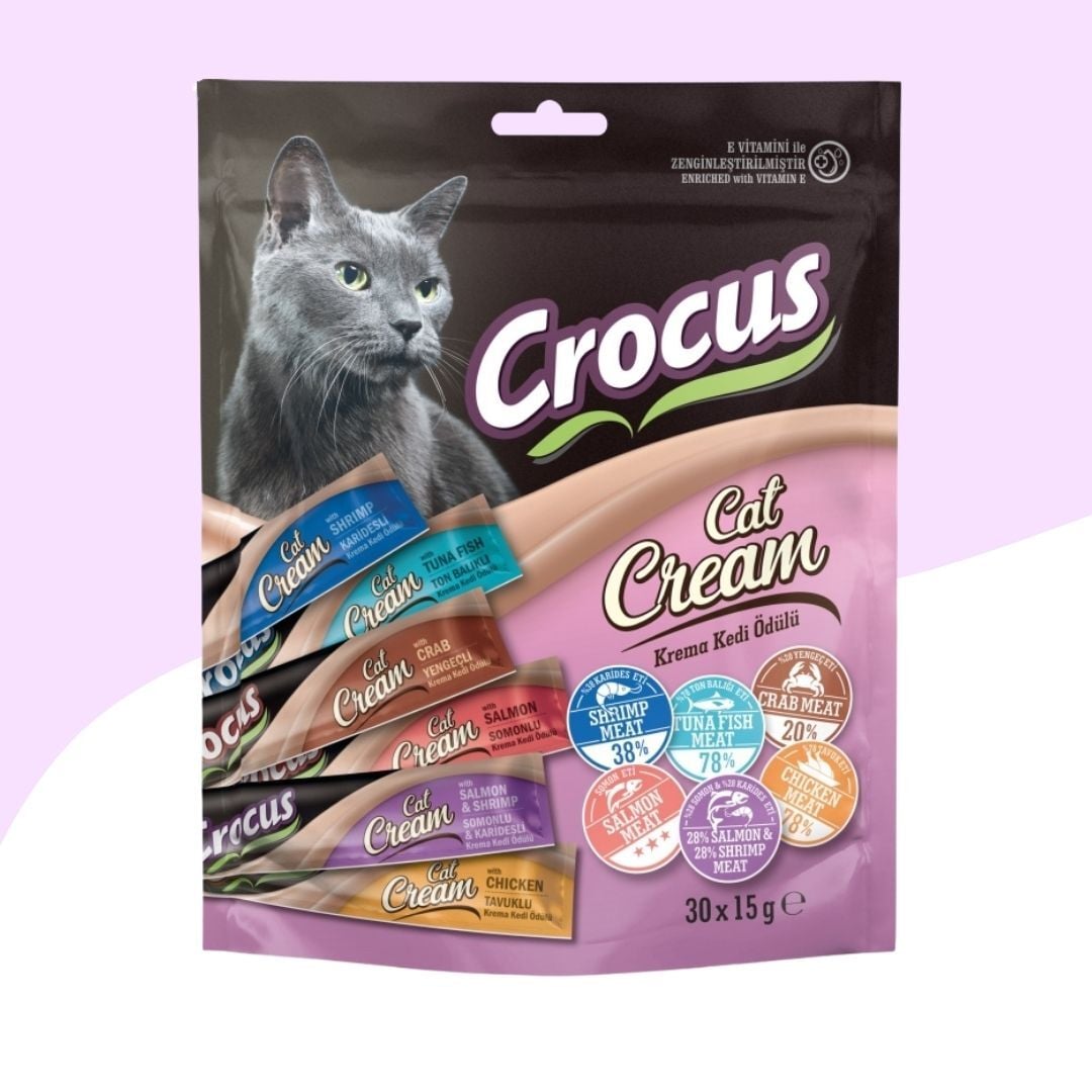 Crocus 6 Farklı Aromalı Kedi Krema Ödülü 30x15Gr