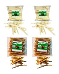 4 x 50Li Naturel ve Beyaz Burgu Ödül Çubuğu ve Çiğneme Kemiği 8-10Cm