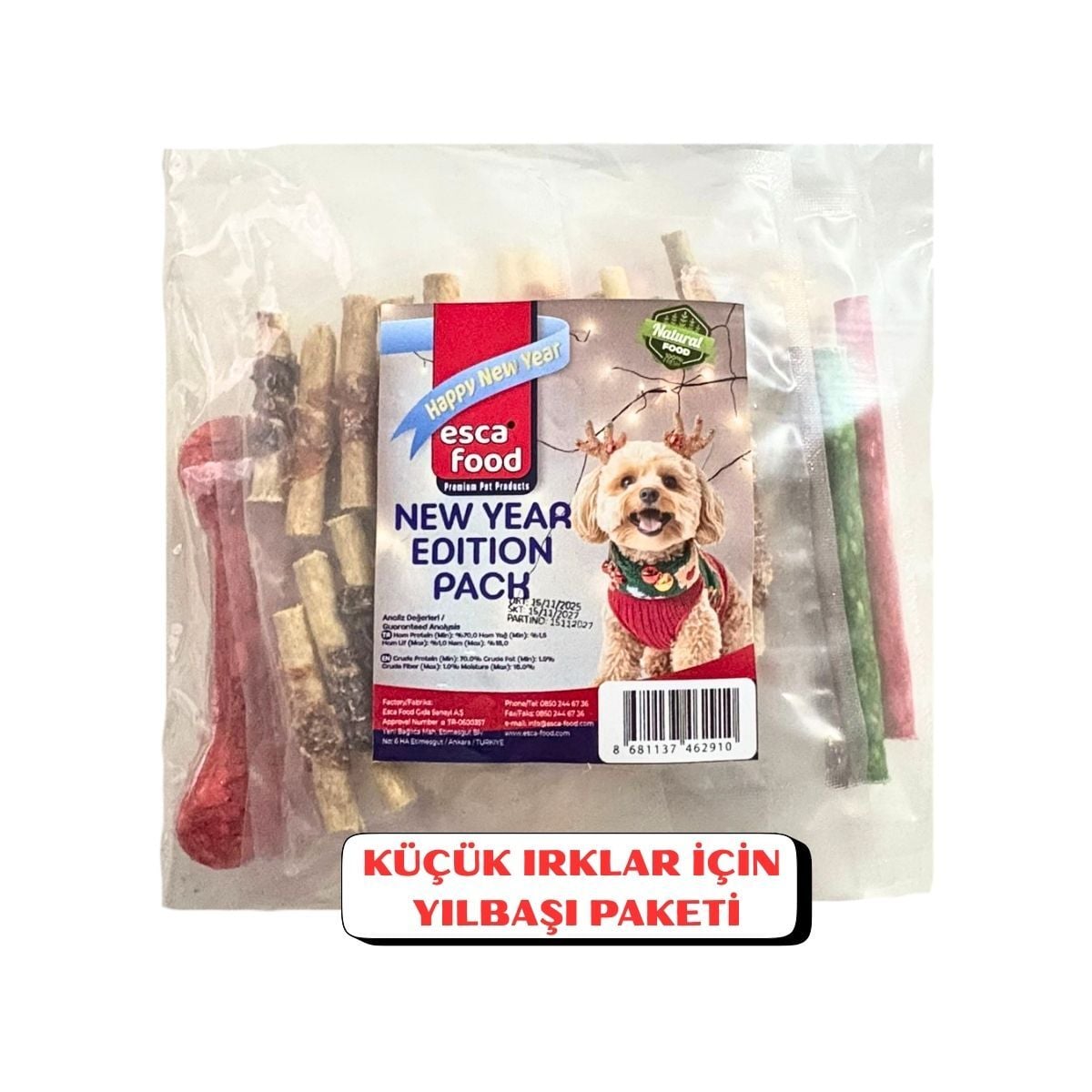 Esca Küçük Irk Köpekler İçin Premium Yılbaşı Ödül ve Kemik Paketi