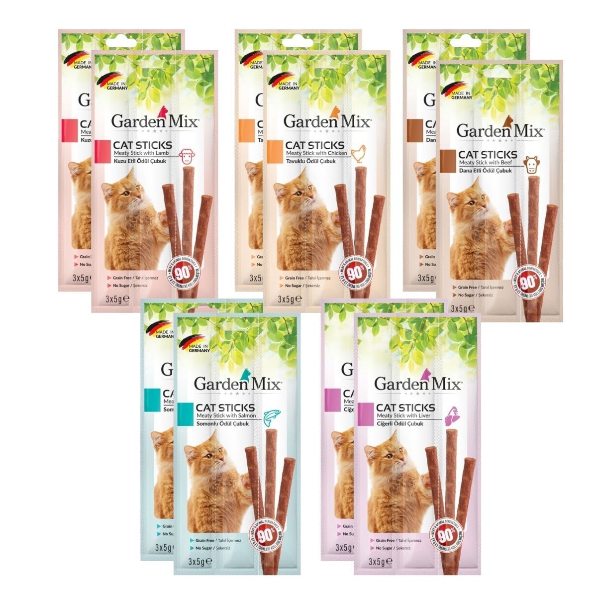 Gardenmix 5 Farklı Aromalı Kedi Ödül Çubuğu 10Lu Paket