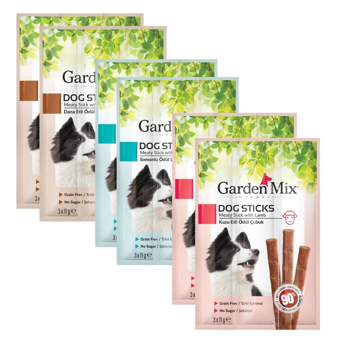 Kuzu-Somon-Dana Aromalı 3lü Stick Köpek Ödülü 6Lı Paket