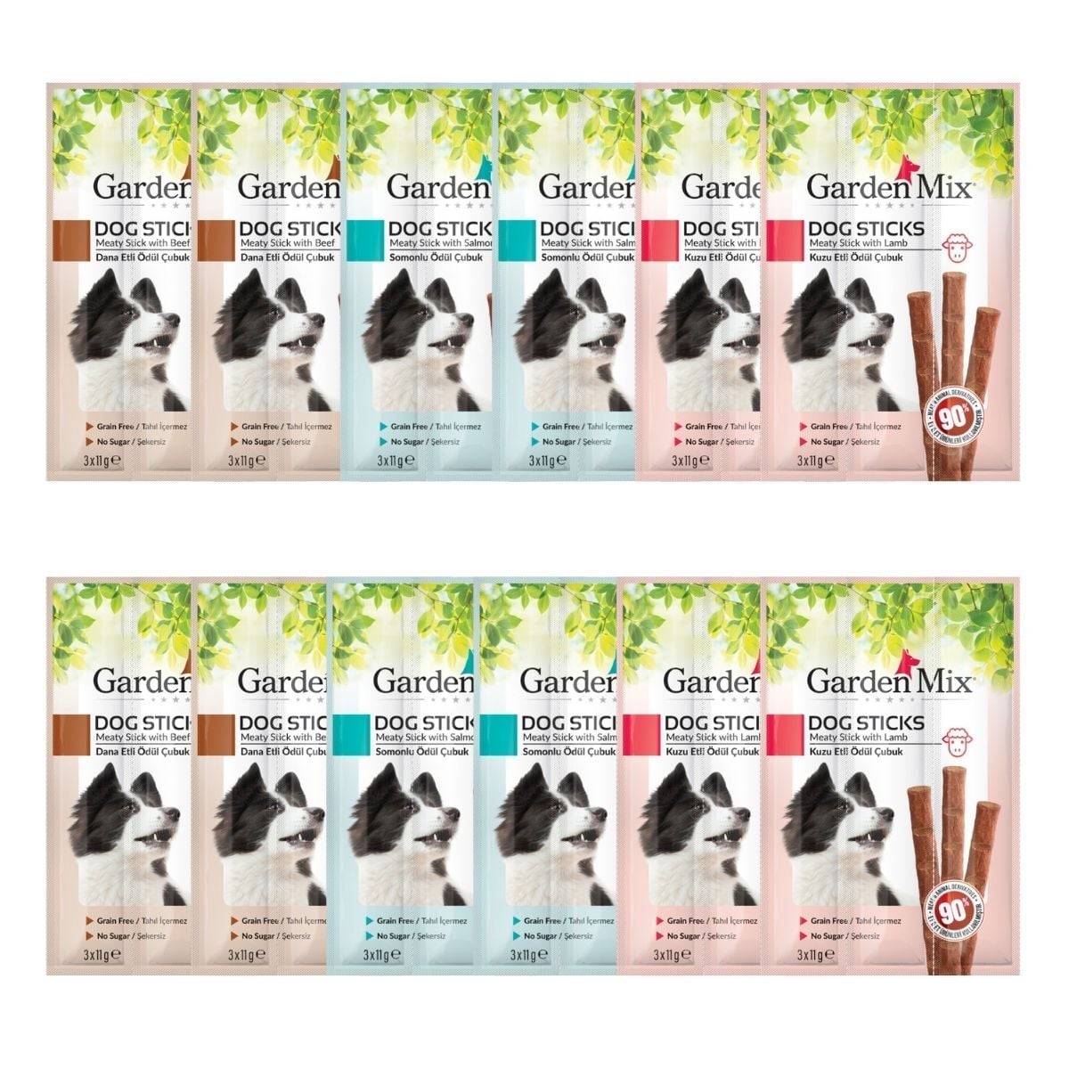 Kuzu-Somon-Dana Aromalı 3lü Stick Köpek Ödülü 12Li Paket