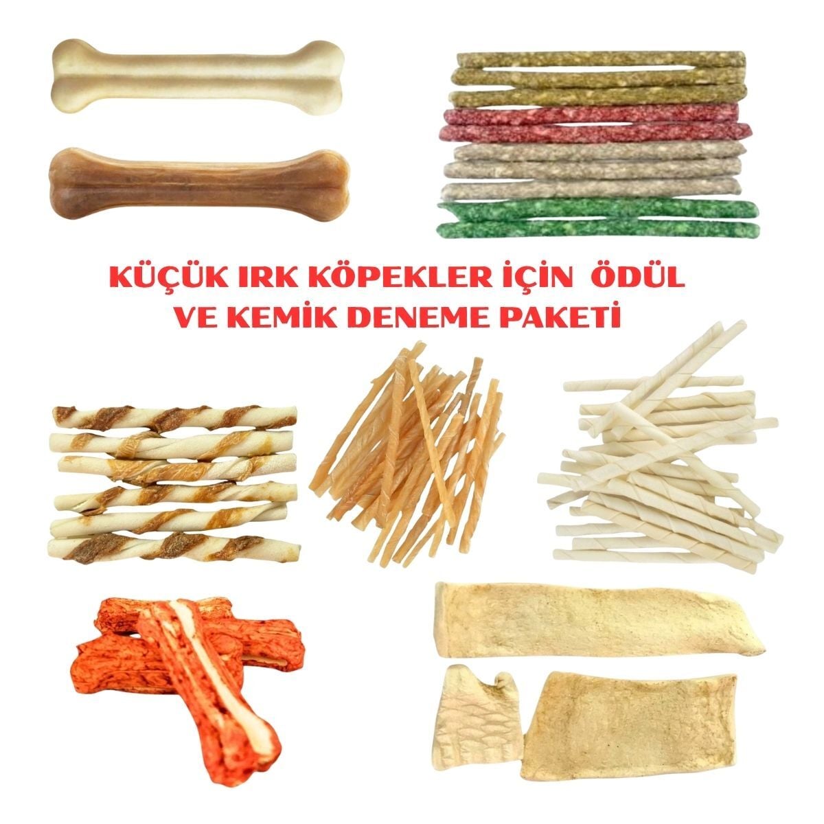 Küçük Irk Köpekler İçin PREMIUM Ödül ve Kemik Deneme Paketi