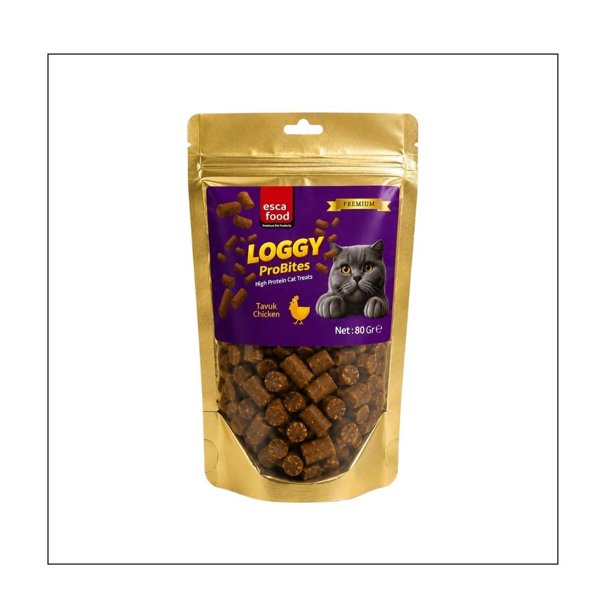 Loggy Probites Tavuklu Yüksek Proteinli Kedi Ödül Maması – 80 gr