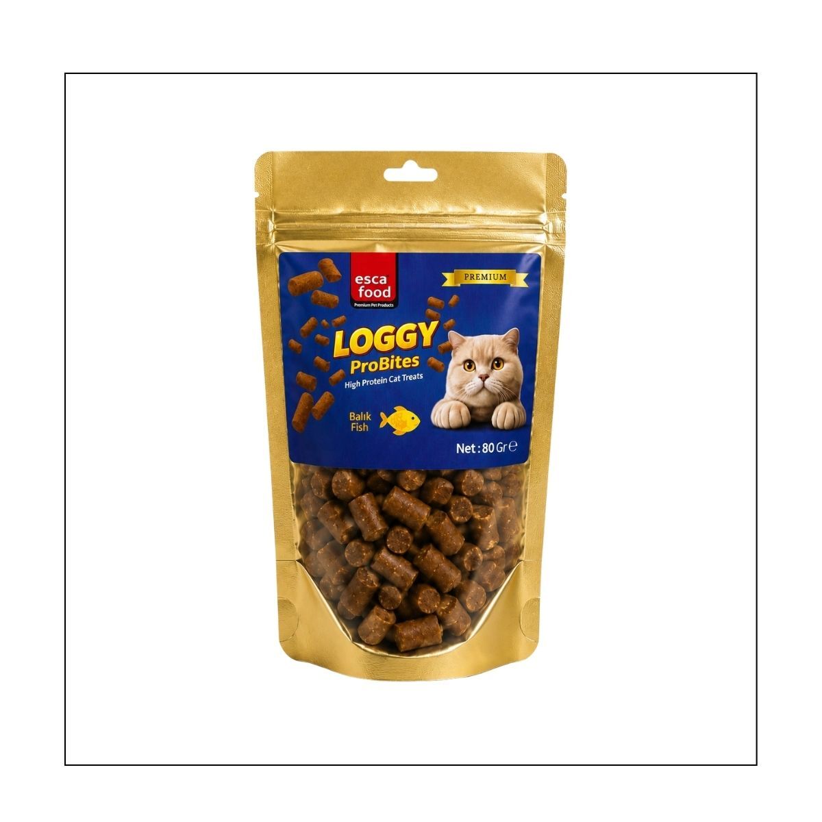 Loggy Probites Balıklı Yüksek Proteinli Kedi Ödül Maması – 80 gr