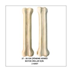 Büyük Irklar İçin Yenilebilir 27-28 Cm XXL Dev Beyaz Press Çiğneme Kemiği 2 Adet