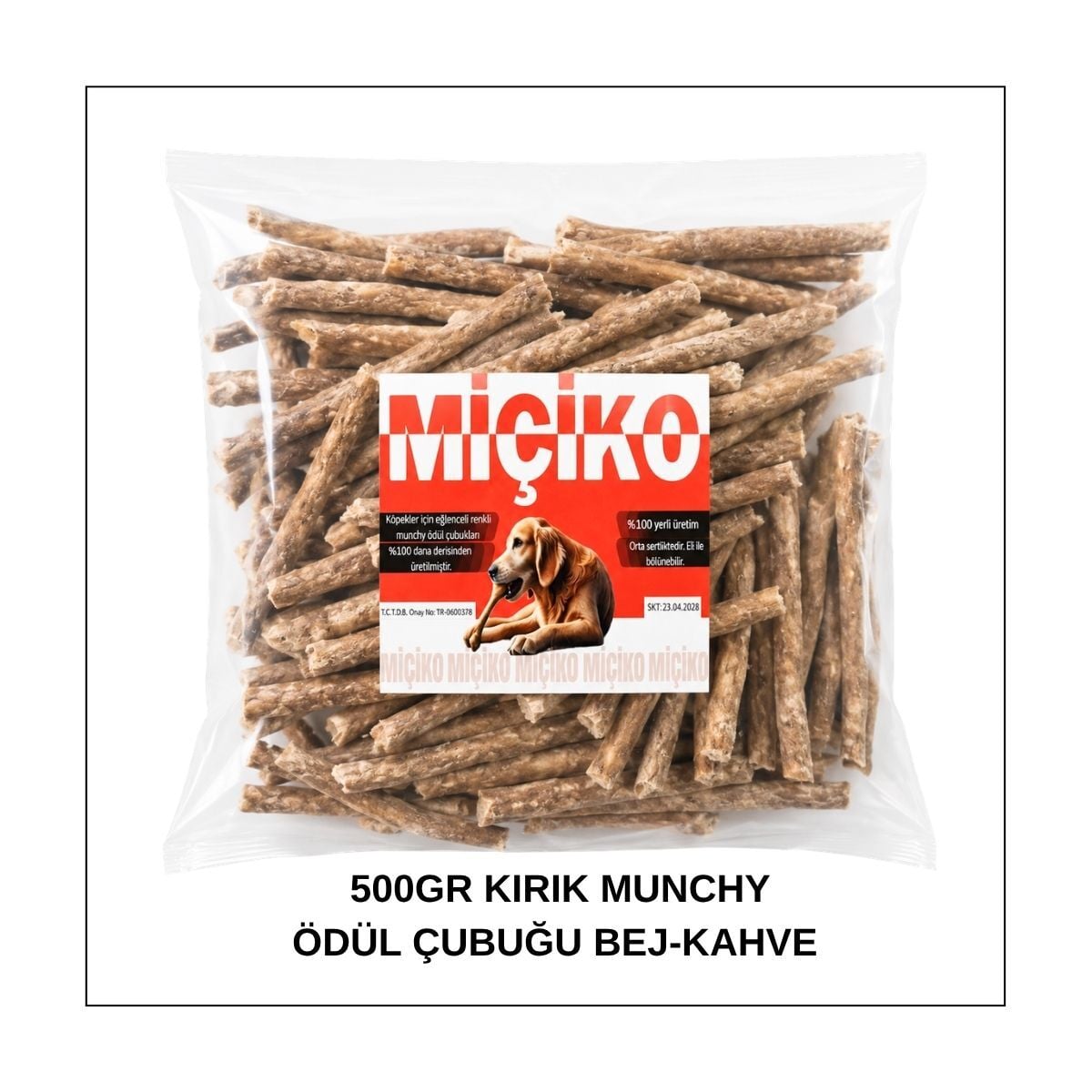 Köpekler İçin Kırık Munchy Ödül Çubuğu 500Gr Bej-Kahve