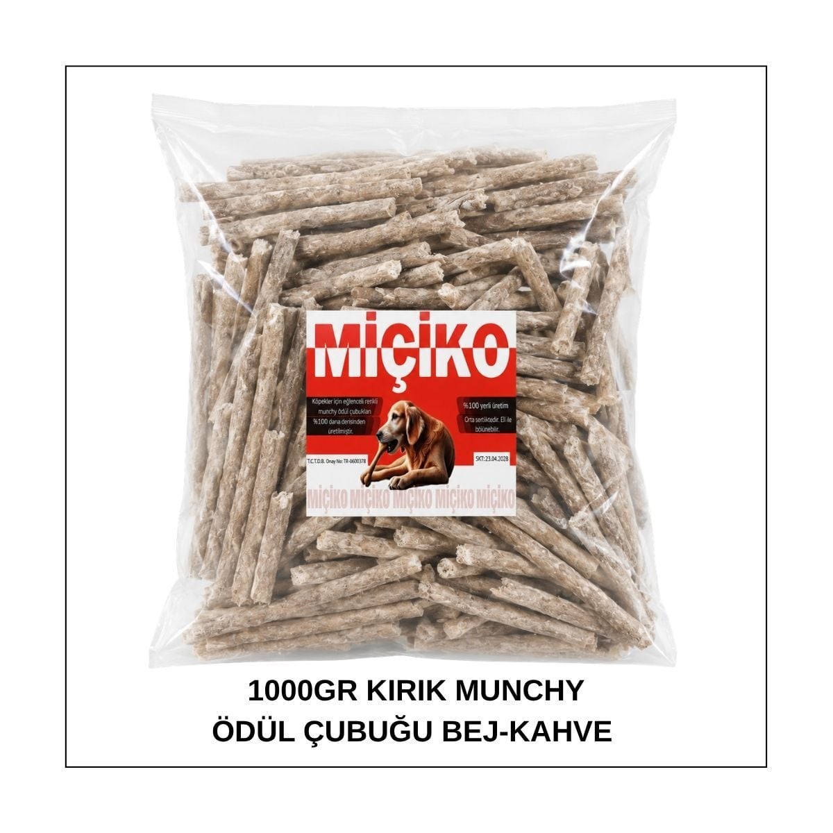 Köpekler İçin Kırık Munchy Ödül Çubuğu 1000Gr Bej-Kahve