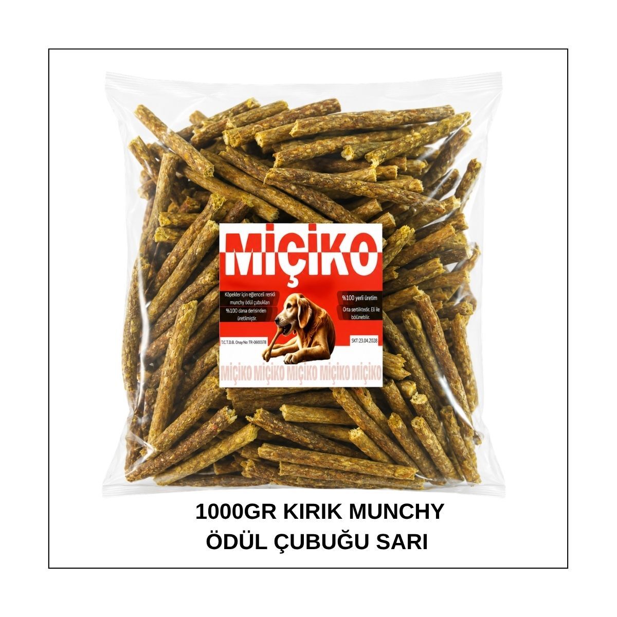 Köpekler İçin Kırık Munchy Ödül Çubuğu 1000Gr Sarı